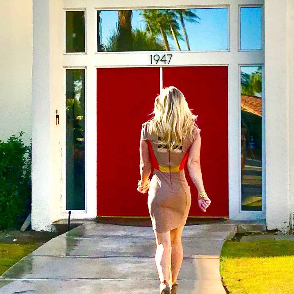 Open Back Cutout Dress LIKE NEW! Orange Yellow Tan